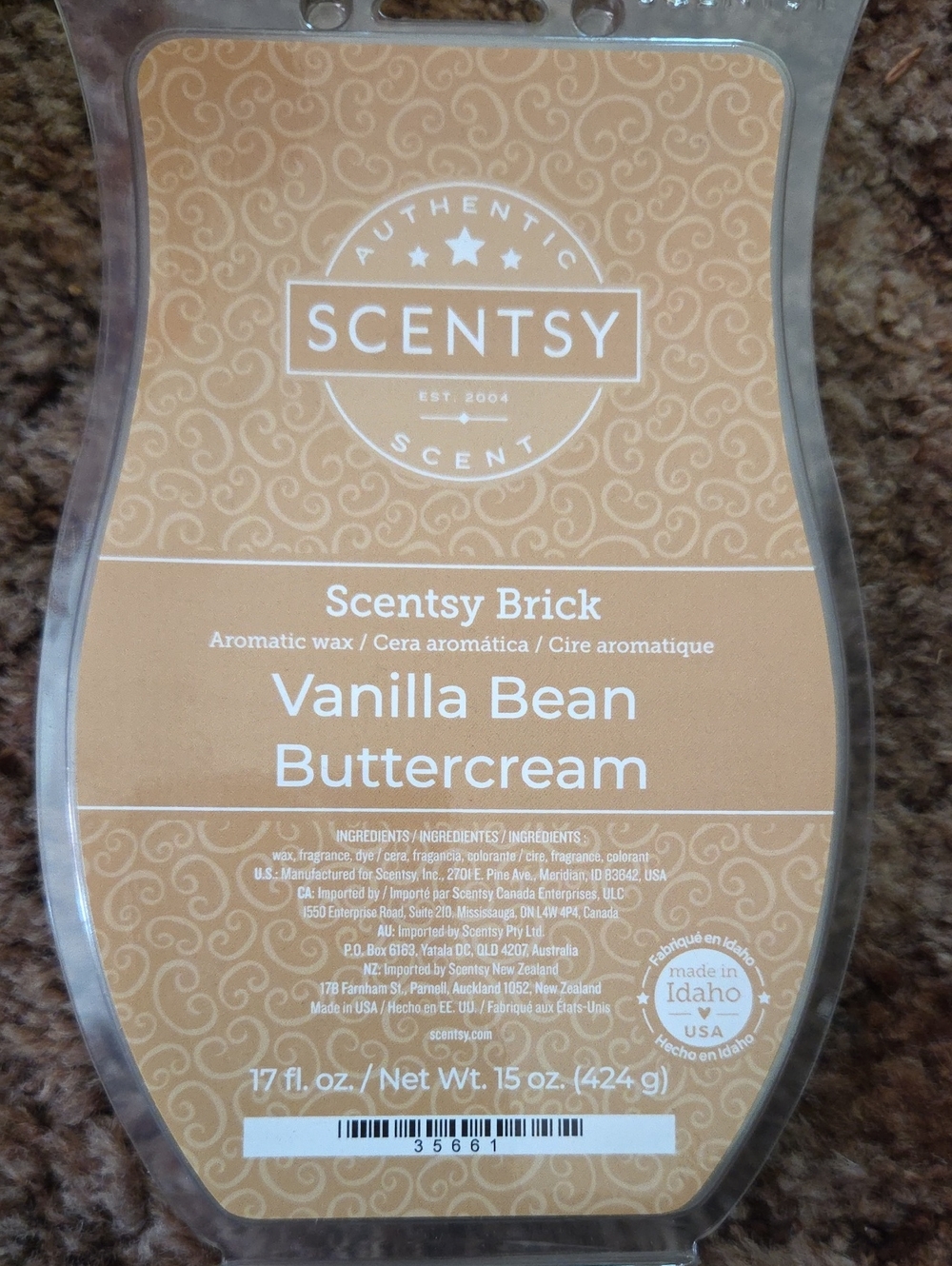 Scentsy Vanilla Bean Buttercream Wax Brick